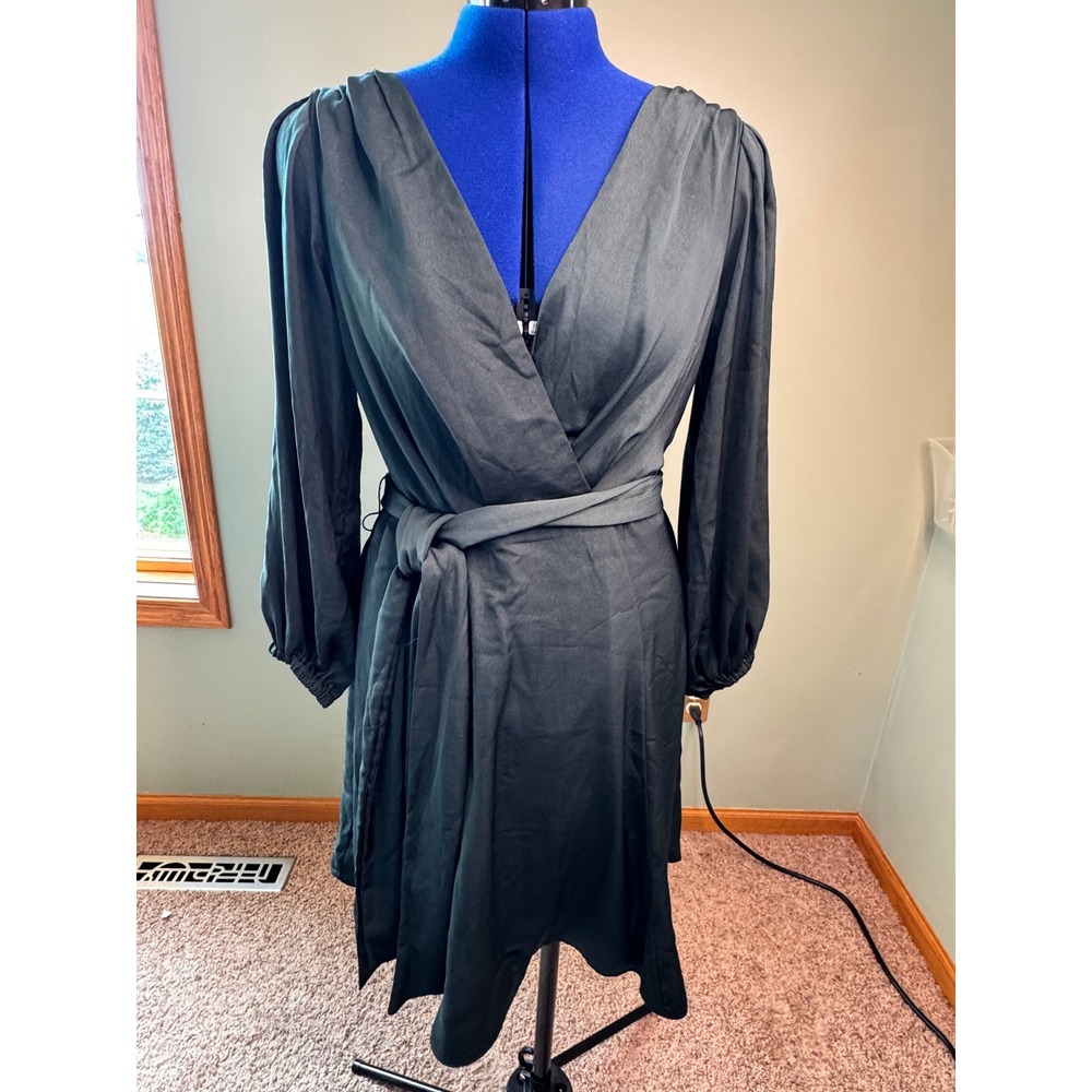 Banana Republic Women Green Long Sleeve Wrap Midi Dress Size 6 888397-01-1